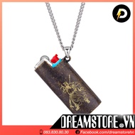 Vỏ Bật Lửa Bic j5 Mini - Khắc Họa Hình Quan Vũ - Kèm Dây Đeo Và Bật Lửa