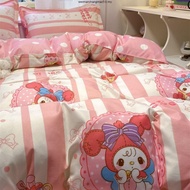 Ins Cartoon Stitch 4 IN 1 Bedding Sets Dormitory Bedroom Comforter Cover Flat Bedsheet Pillowcase