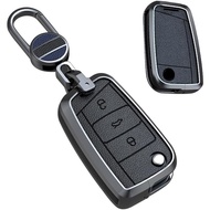 for VW Leather Key Case Cover Fit For VW Skoda Polo Jetta Golf 7 Metal key Cover keychain Key Access
