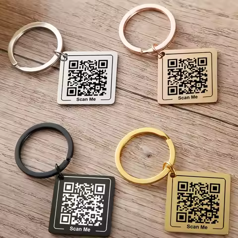 Customized Stainless Steel QR Code Keychain Personalized Business Card Company Introduction Party We