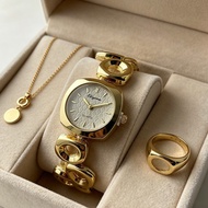 [Ready Stock] Ladies Watch Light Luxury Quartz Watch Irregular Bracelet Design Outer Round Inside Fa