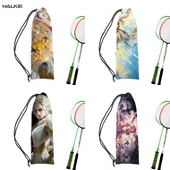 WALKIE Animie Portable Badminton Racket Bag Tennis Racket Protection Drawstring Bags Fashion Velvet Storage Bag Case Outdoor Sport Accessories