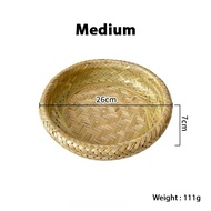 BEST4U Nature Round Bamboo Basket Tray | Handmade BambooVine Fruit Tray | Bamboo Serving Tray | Dula