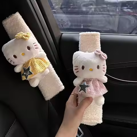Sanrio Hello Kitty Seat Belt Shoulder Pad Set Girl Heart Kitty Car Decoration Car Accessories Car Or