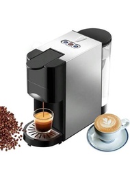 單人用咖啡機,4合1咖啡機適用於原裝咖啡膠囊/快溶咖啡/咖啡粉/19bar咖啡機,1450瓦高速加熱咖啡機