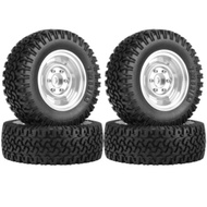 Fbil4Pcs 76Mm 1.55 Inch Metal Beadlock Rim Tires Set 110 Rc Crawl