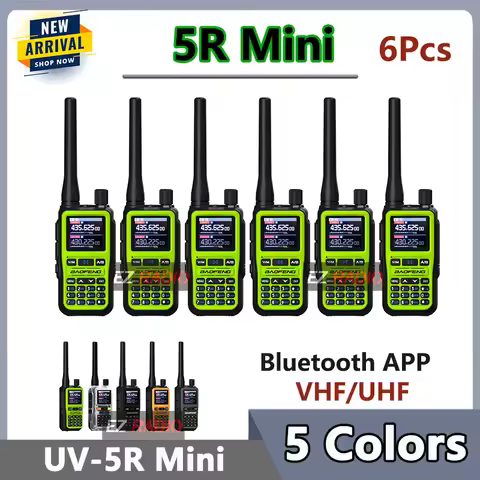 6Packs Baofeng UV-5R Mini Dual Band Dual PTT Walkie Talkie 5RMINI Air Band Rx 5Watts Compact VOX FM 