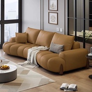 [Sg Sales] Sofa Curved Leather Sofa Sofa 2 Seater 3 Seater Sofa Chair Couch Single Sofa Living Room Minimalist Leather Sofa  Sofa Bed Foldable Dual-Use Couch