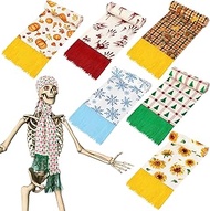 HunnmingRe 6 Pcs 12 ft Skeleton Scarf Skeleton Clothes Accessories Double Sided Pattern Fringed Scar