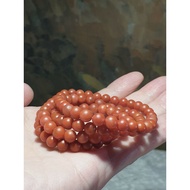 Rare 6.1mm aged Yunnan Baoshan Nan Hong Agate full persimmon red 108 mala beads/necklace/3 loops bracelet