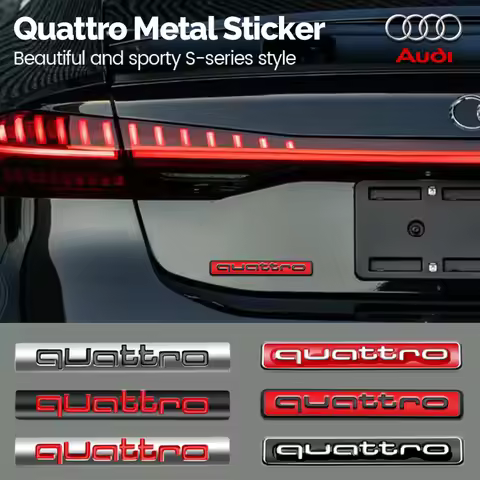 3D Metal Car Rear Trunk Emblem Fender Side Sticker for Audi Quattro A5 B7 Q7 A3 A4 B8 A6 TT R8 A8 A7