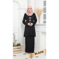 Baju Kurung Kebarung Black Hitam Ironless Saiz S - 5XL Plain Loose Plus Size Ready Stock Raya Sale Baju Raya 2024 Viral