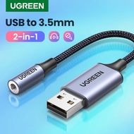 UGREEN USB 2.0 to 3.5MM Female Adapter Laptop Sound Card for PS5 PS4 Pro Nintendo Switch Microsoft Surface GO，MicroSoft Surface Pro7 25CM