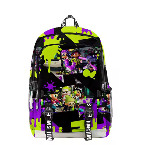Luxury Popular Splatoon 3 Student School Bags Unisex 3D Printed Oxford Waterproof Notebook multifunc