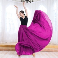 720 Degree Dance Skirt Double Oversized Hem Chiffon Dancing Long Skirt