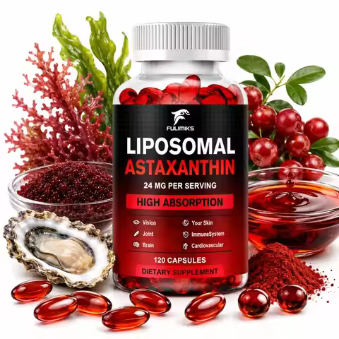 Liposomal Astaxanthin Capsules, with Phosphatidylcholine, Support Antioxidant, Brain, Eye, Cardiovas