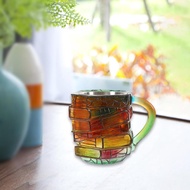 [tenlzsp0bc] Painted Book Mug, Original Home Decoration, Cool Gift for Book Lovers, Fun Colored Mug,