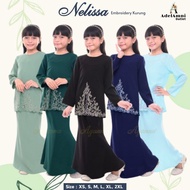 Baju Kurung Raya Embroidery Nelissa Sedondon Budak - Baby Blue/Black/Navy Blue/Teal Green/Dusty Green (Size XS-2XL)