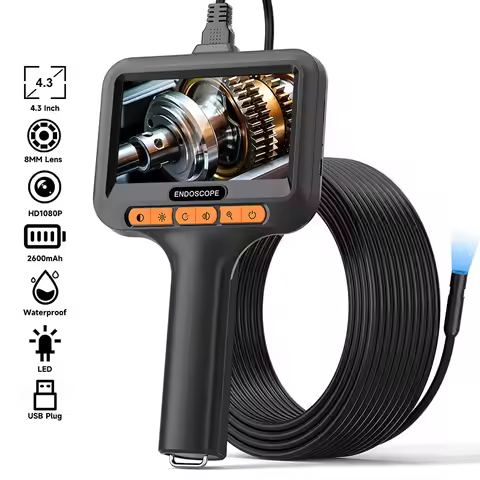 Industrial Handheld Endoscope 4.3Inch IPS Screen HD1080P Camera 8MM USB 2M-100M Car Inspection Bores