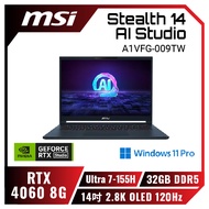 MSI Stealth 14 AI Studio A1VFG-009TW 微星纖薄創作者電競AI筆電/Ultra 7-155H/RTX 4060 8G/32GB DDR5/1TB PCIe/14吋 2