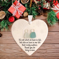 Heart-Shaped Sea Glass Friendship Decor - 2D Acrylic Hanging Ornament with Inspirational Quotes, Uni