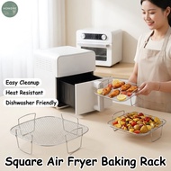 Square Air Fryer Rack Stainless Steel Non Stick Dishwasher Safe Oven Cooking Alat Memasak Grill