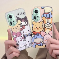 New Casing OPPO Reno11 Pro 5G Global Version Reno 11 5G Fashion Transparent Cartoon Cute Tiger and Kitty Shockproof Phone Case Oppo Reno11Pro