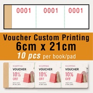 6cm x 21cm Custom Printing coupon voucher Book & Perforation Ticket Promotion Gift Card (10pcs/book)