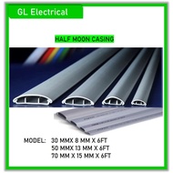 6FT PVC HALF MOON FLOOR CABLE TRUNING PVC CASING 30MM/50MM/70MM(GREY)/LANTAI CASING SEPARUH BULAT