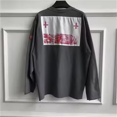 New 2026 C.E CAV EMPT Long sleeve T-Shirts Spring Autumn Cotton Casual Streetwear Washed Do Old Cros