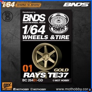 BNDS 1:64 ABS Wheels Gold With Rubber Tires Assembly Rims Modified Parts for Model Cars Refitted Hot