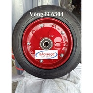 3T solid wheel, 6304 bearing, molded rubber wheel, mounted on mortar, cart, turtle cart