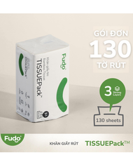 (Fudo) Khăn Giấy Fudo Giấy ăn Fudo Mềm dai thấm hút tốt 100% từ sợi tre Gói 130 tờ Thùng 20 gói có t