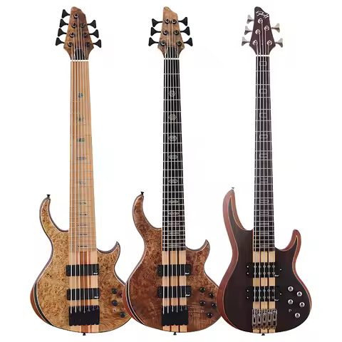 43 Inch 5 String 6 String 7 String Electric Bass Guitar Tree Burl Wood Top Sapele Wood Body Matte Fi