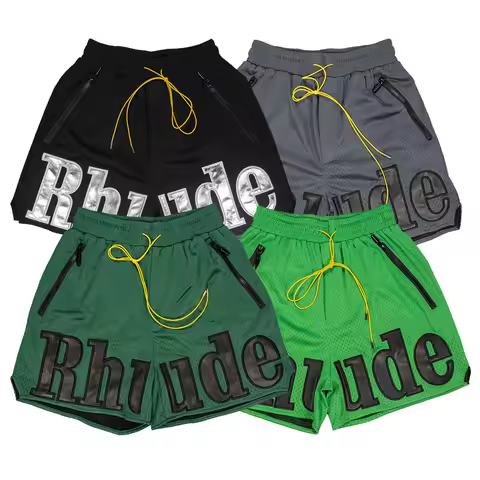 American Streetwear Rhude Casual Shorts Summer Fashionable Hip-hop Multicolor Trend Sports Mesh Brea