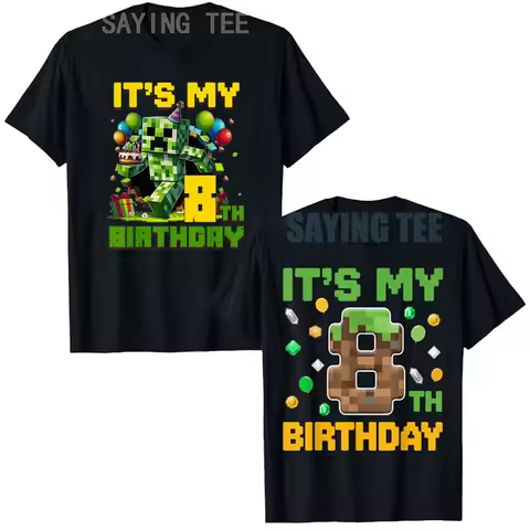 Birthday Boy It's My 8th Birthday Gamer Pixel Number T-Shirt Cute 8 Years Old Son Nephew B-day Gift 