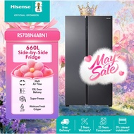 Hisense 660L Side By Side 2 Door Inverter Refrigerator - (Black/Silver) RS708N4ASN1/ RS708N4ABN1