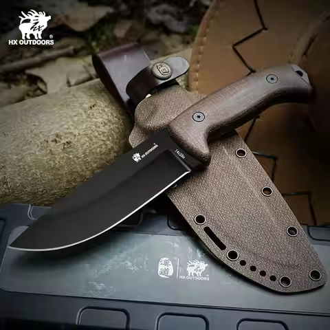 HX Outdoors 14C28N Camping Knife Jungle Survival Tool with Flax Handle Kydex Sheath For Hunting Resc