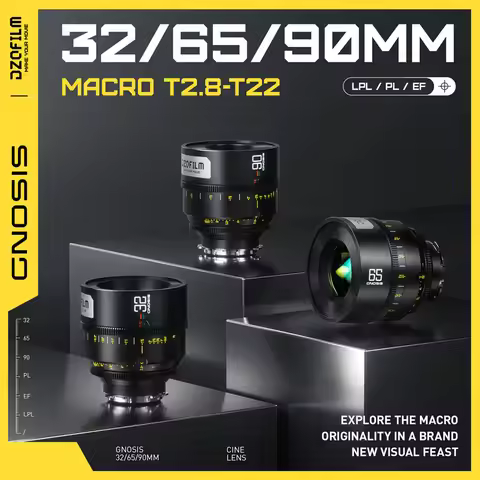 DZOFilm Gnosis Macro 32mm T2.8 / 65mm / 90mm T2.8 Prime Lens (LPL with PL&EF Mounts Feet) Full Frame