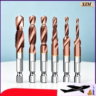 6PCS Drill And Tap Combination Bit Set High Grade Steel Copper-Plated Durable For One-Step Drilling 