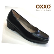 OXXOรองเท้าคัทชู รองเท้าใส่ทำงาน รองเท้านักเรียน ทรงหัวตัด ส้นสูง1.5นิ้ว วัสดุหนังพียู ส้นพียู ใส่สบาย น้ำหนักเบา X66055