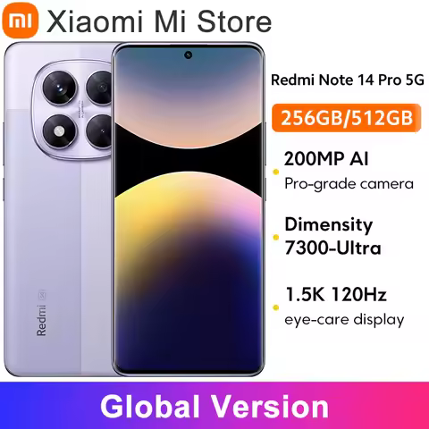 Global Version Xiaomi Redmi Note 14 Pro 5G Smartphone MediaTek Dimensity 7300-Ultra 200MP AI camera