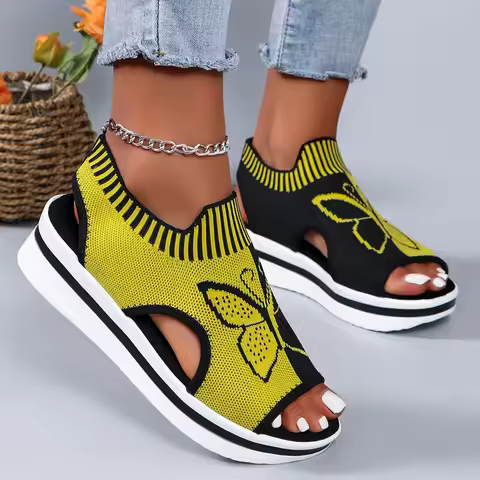 Women’s Orthotic Sandals Comfortable Plantar Fasciitis Arch Support Sandal Butterfly Print Open Toe 