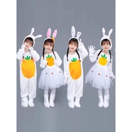 animal costume kids flora fauna costume kids Kartun musim luruh dan musim sejuk kelinci putih kecil 