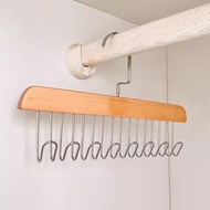 Wooden Clothes Hanger Household Solid Wood 8 Hook Clothes Hanger