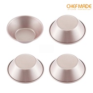 CHEFMADE Mini Pudding Pan Set 3-Inch 4Pcs Non-Stick Mini Cake and Loaf Bakeware for Oven and Instant Pot Baking WK9197