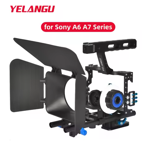 YELANGU Camera Cage Rig Kit for Sony A7S A7 A7R A72 A7RII A7SII A6000 A6500 A6300 with Dual Cold Sho
