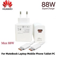 Original Huawei Universal Fast Charger Max 88W SuperCharge USB A/C PD Power Adapter 6A Type-C Cable 