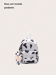 1 Pieza Mini Mochila Con Estampado De Vaca Sin Colgante De Vaca De Peluche, Adecuada Para Viajes Diarios Y Un Artículo Indispensable Para La Vuelta A La Escuela