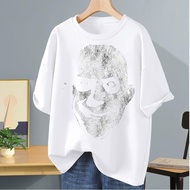 Men's Uncle Fester Gothic Horror Graphic T-Shirt - Addams Family Inspired Tee - Black & White Face D